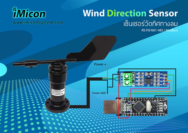 ตัวอย่างต่อใช้งาน RS-FX-N01 เซ็นเซอร์วัดทิศทางลม Wind Direction Sensor ...