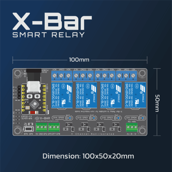 ESP32-C3 | X-Bar Smart Relay Board (บอร์ดพัฒนา Automation & IoT 4 รีเลย์) - Image 2